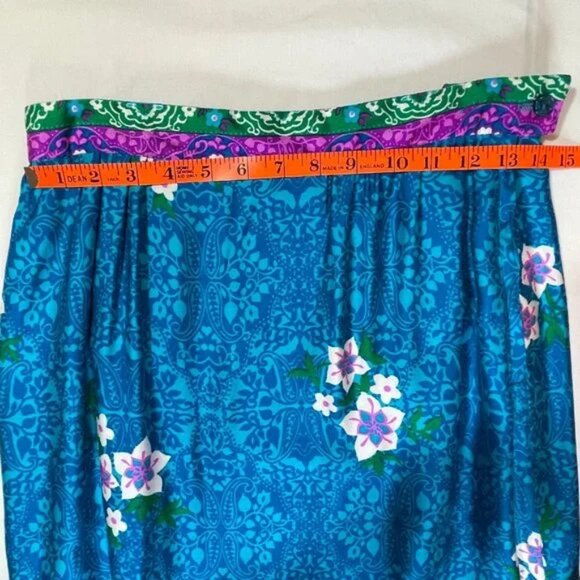 Vintage Alex Colman Maxi Skirt Tropical Boho Floral Side Slit Size S - Picture 8 of 13